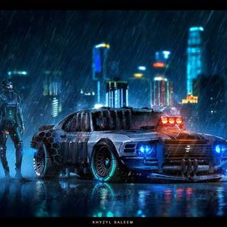 Horror car landscape wallpaper