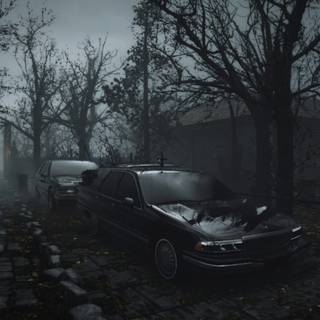 Horror car landscape wallpaper