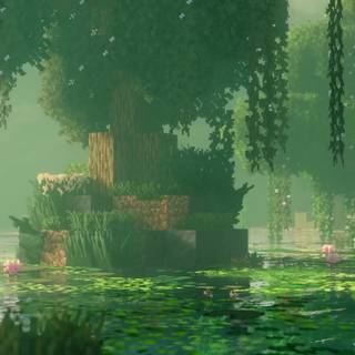 Minecraft garden wallpaper