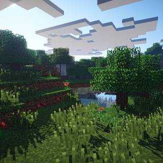 Minecraft garden wallpaper