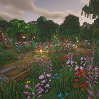 Minecraft garden wallpaper