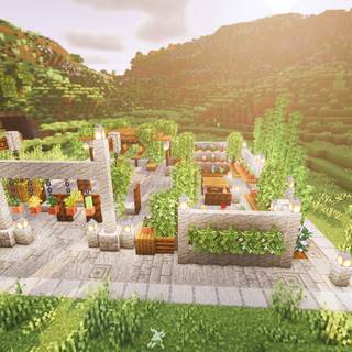 Minecraft garden wallpaper