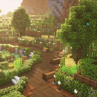 Minecraft garden wallpaper
