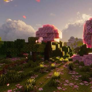 Minecraft garden wallpaper