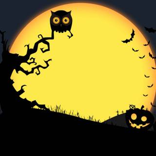 Halloween yellow moon wallpaper