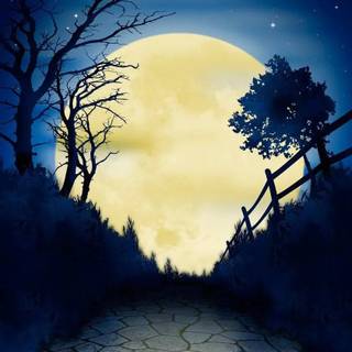 Halloween yellow moon wallpaper