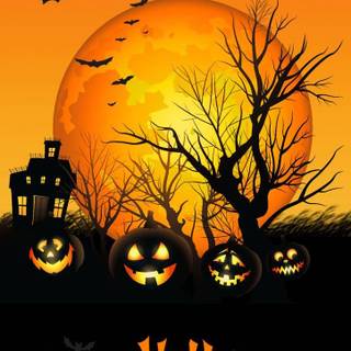 Halloween yellow moon wallpaper