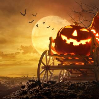 Halloween yellow moon wallpaper