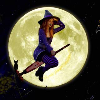 Halloween yellow moon wallpaper