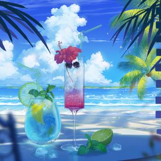 4k beach anime wallpaper