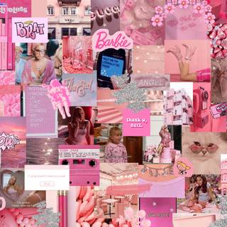 Pink aesthetic collage desktop wallpaper