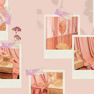 Pink aesthetic collage desktop wallpaper