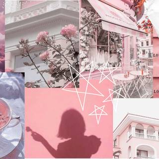 Pink aesthetic collage desktop wallpaper