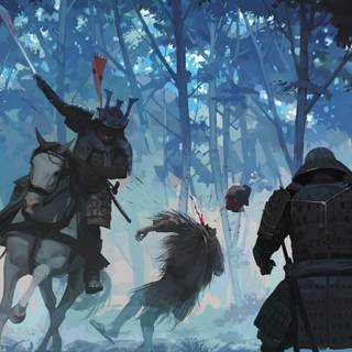 8k samurai wallpaper