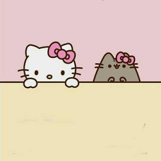 Pusheen and Hello Kitty wallpaper