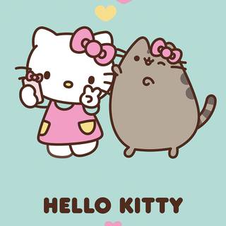 Pusheen and Hello Kitty wallpaper