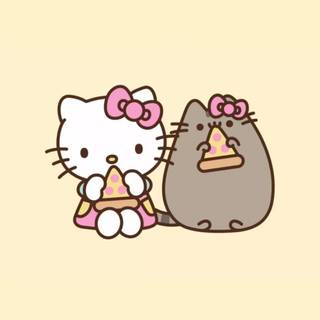Pusheen and Hello Kitty wallpaper