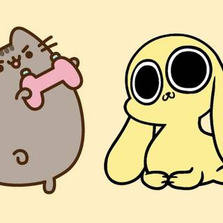 Pusheen and Hello Kitty wallpaper