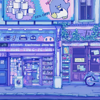 Retro computer anime wallpaper