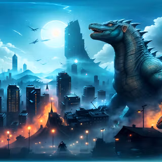Blue Godzilla computer wallpaper