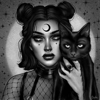 Goth cat wallpaper