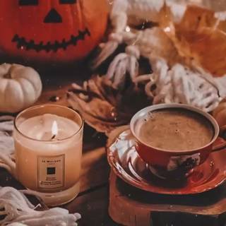 Cozy fall Halloween wallpaper
