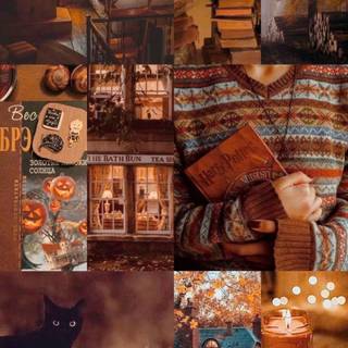 Cozy fall Halloween wallpaper