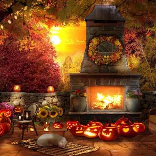Cozy fall Halloween wallpaper