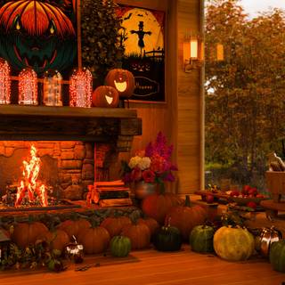 Cozy fall Halloween wallpaper