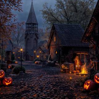 Cozy fall Halloween wallpaper