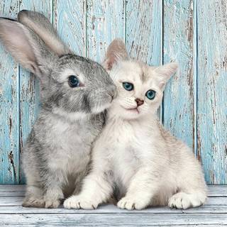 Bunny and cat wallpaper