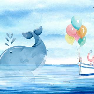 Cartoon whale wallpaper