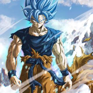 Blue hair Goku wallpaper