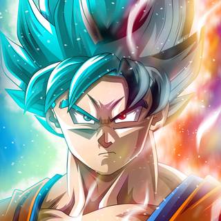 Blue hair Goku wallpaper