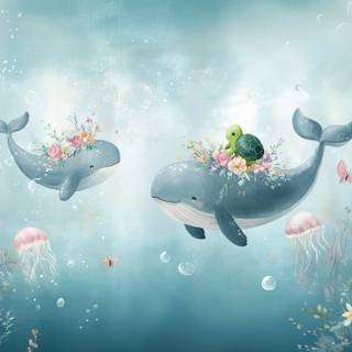 Cartoon whale wallpaper