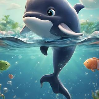 Cartoon whale wallpaper