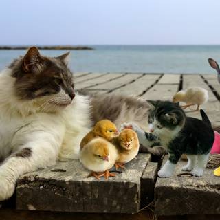 Bunny and cat wallpaper