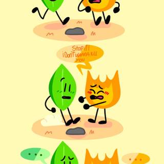 BFDI Leafy and Firey wallpaper