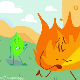 BFDI Leafy and Firey wallpaper