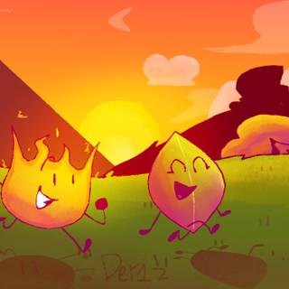 BFDI Leafy and Firey wallpaper