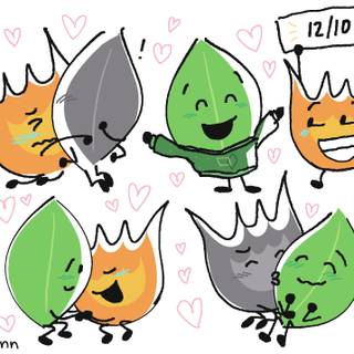 BFDI Leafy and Firey wallpaper