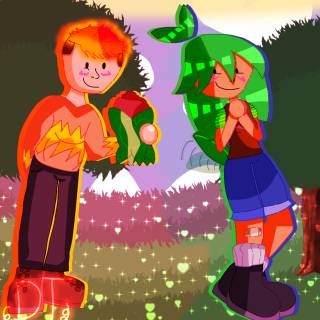 BFDI Leafy and Firey wallpaper