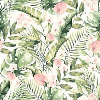 Green and pink flowers wallpaper