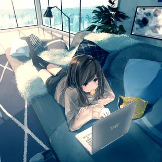 Girl working wallpaper