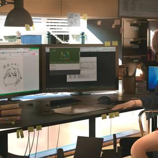 Girl working wallpaper