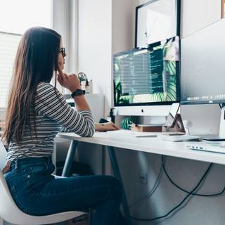 Girl working wallpaper