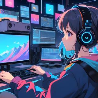 Girl working wallpaper