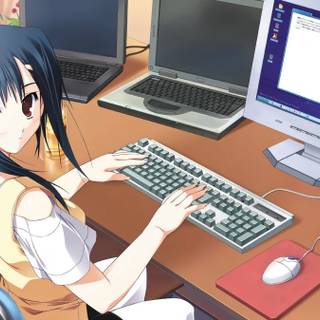 Girl working wallpaper