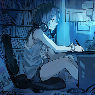 Girl working wallpaper