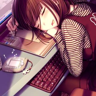 Girl working wallpaper